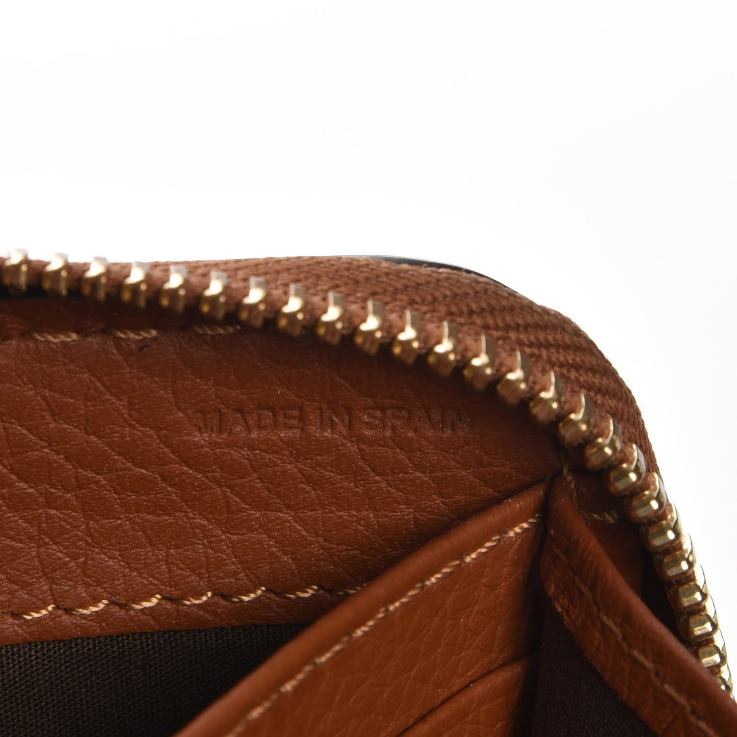 Grained Calfskin Marcie Long Zip Around Wallet Tan