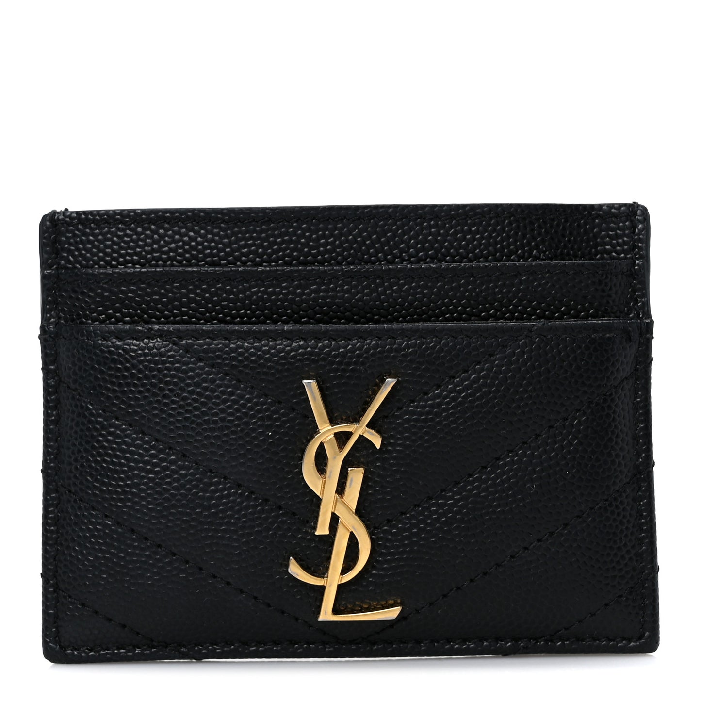 Grain De Poudre Matelasse Chevron Monogram Credit Card Case Black