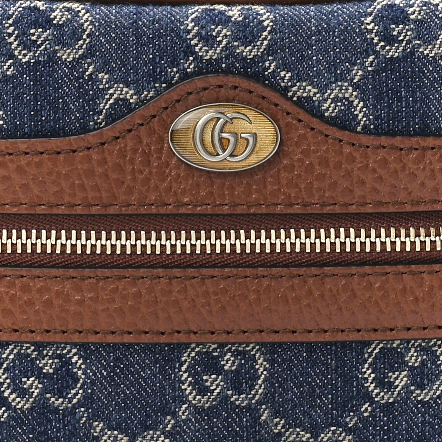 Gucci New Denim GG Monogram Dollar Calfskin Mini Ophidia Shoulder Bag Blue Tea Cuir Epilog 8 of 11