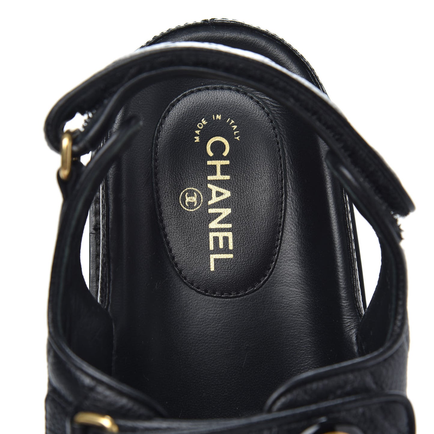 Grained Calfskin Velcro Dad Sandals 37.5 Black