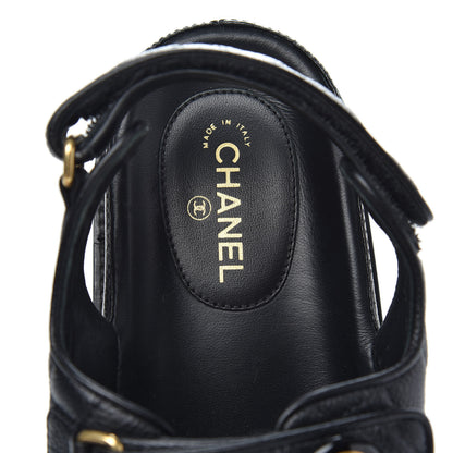 Chanel Grained Calfskin Velcro Dad Sandals 37.5 Black 6 of 11