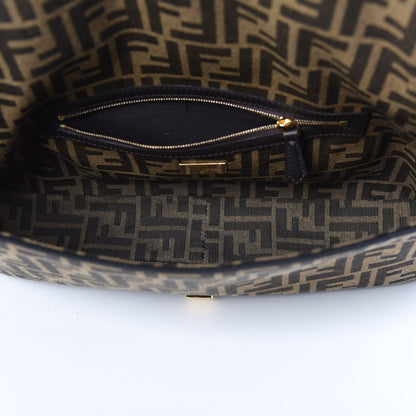 Fendi Fabric Jacquard FF 1974 Large Baguette Tobacco Moro Black 5 of 10