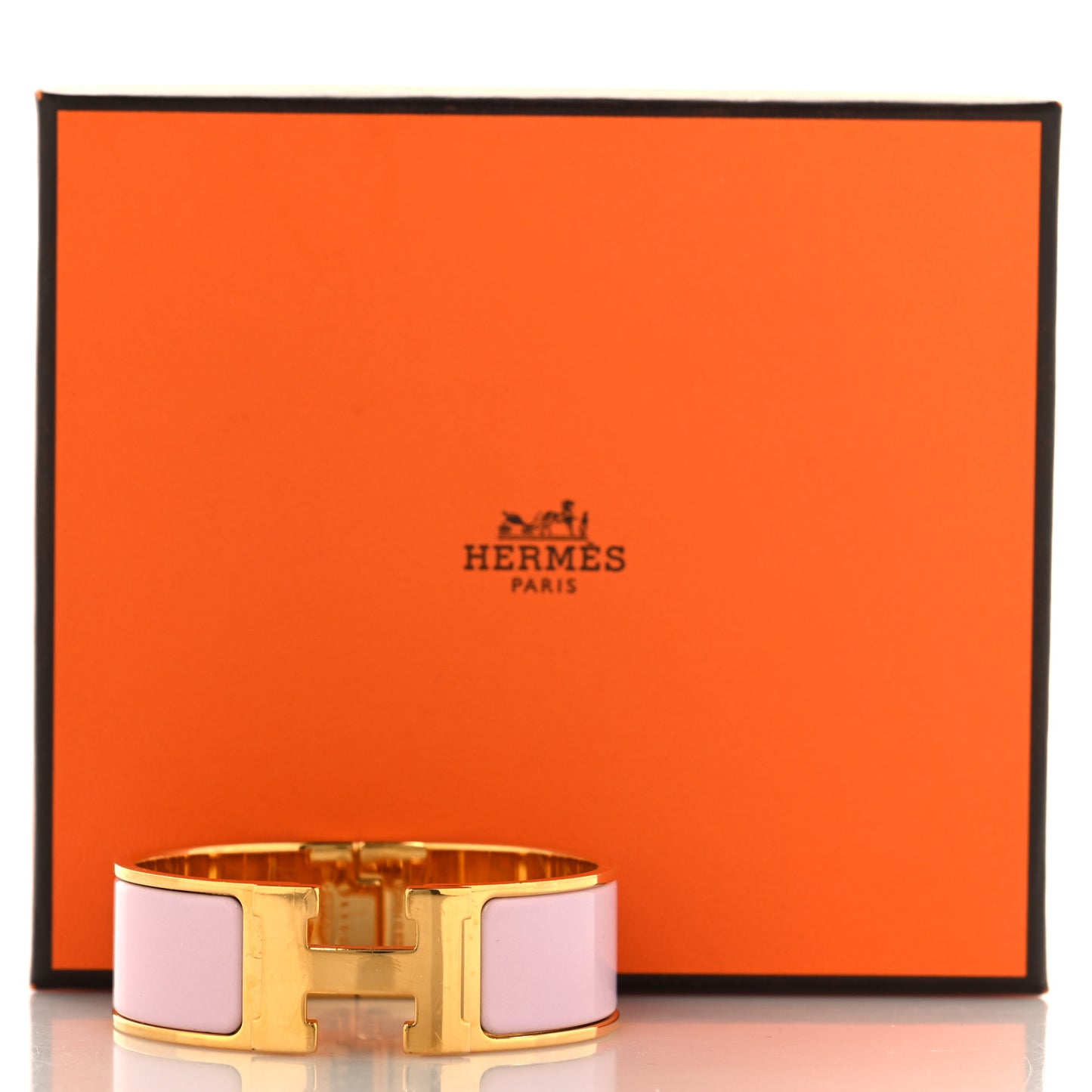 Enamel Wide Clic Clac H Bracelet PM Rose Dragee