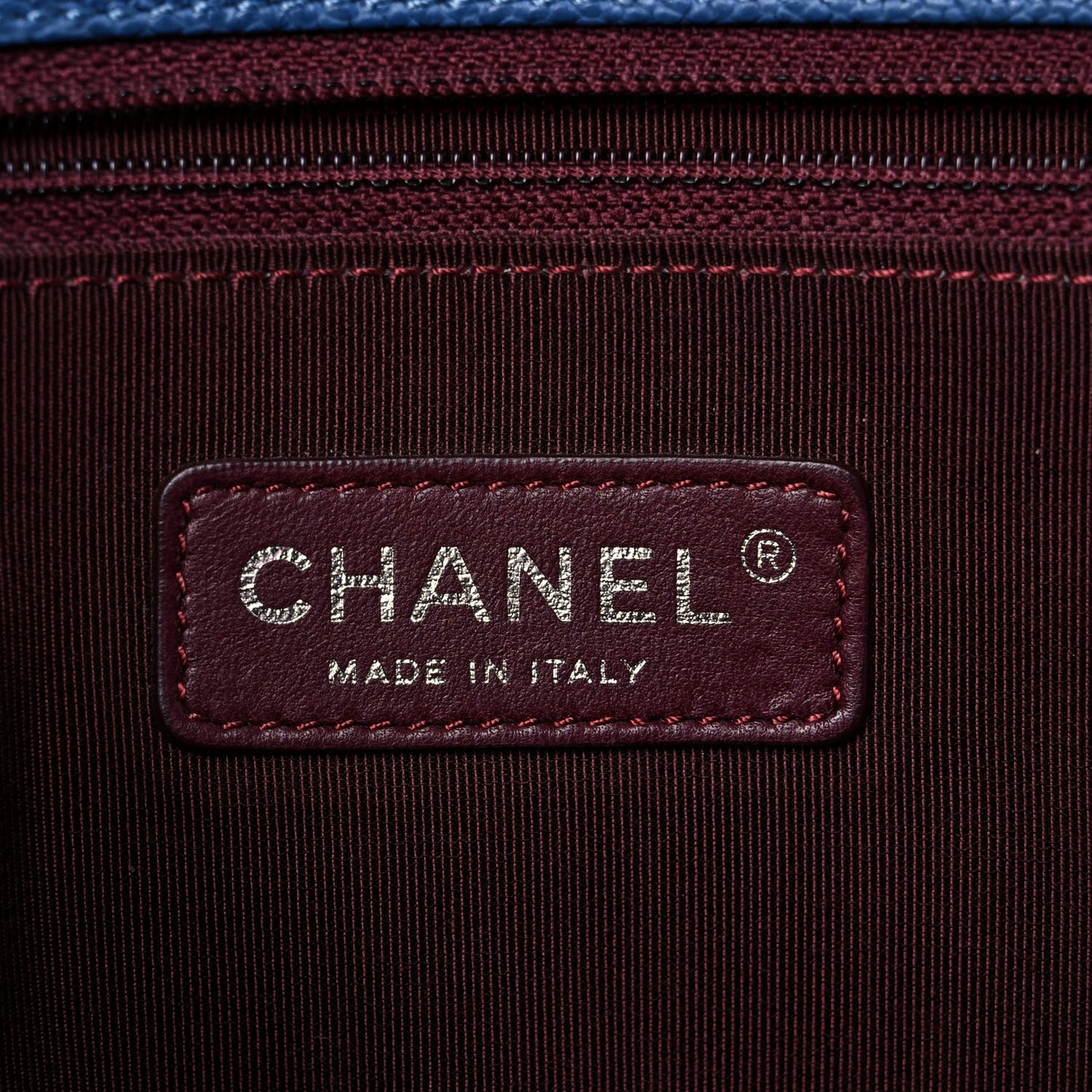 Caviar Quilted Large French Riviera Flap Blue