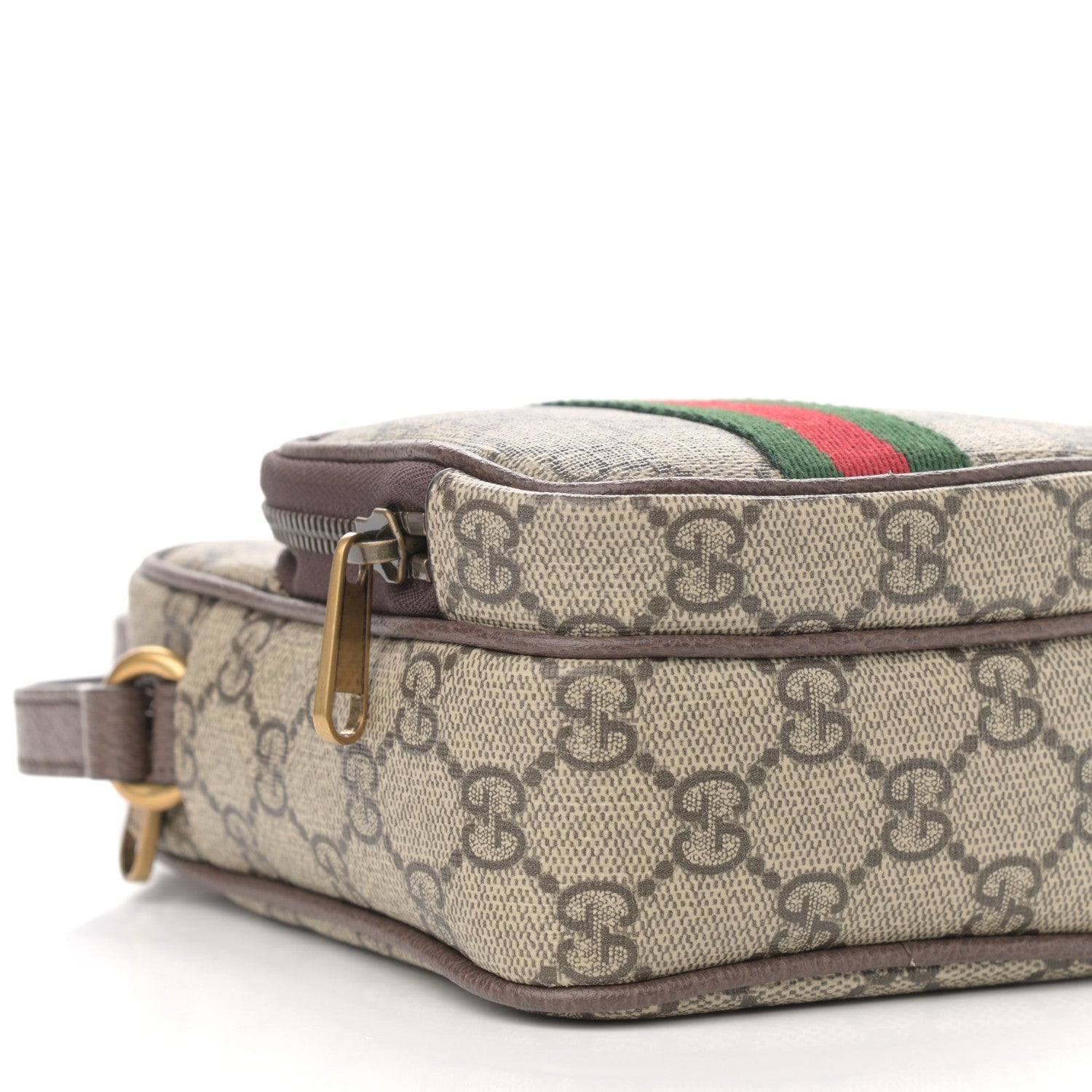 Gucci GG Supreme Monogram Web Mini Ophidia Double Zip Messenger Bag Beige New Acero 9 of 11