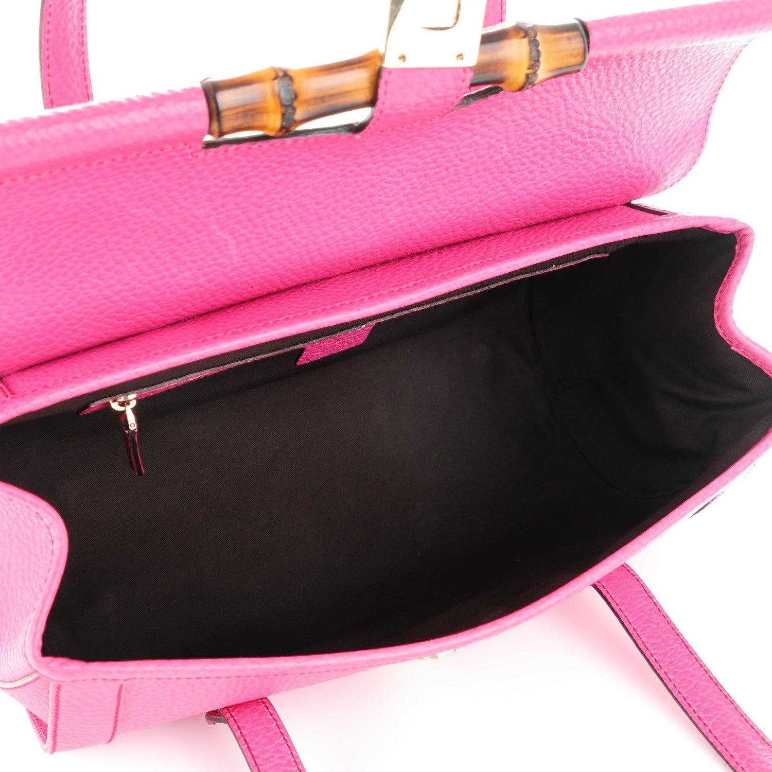 Gucci Calfskin Bamboo Bullet Satchel Pink 5 of 8