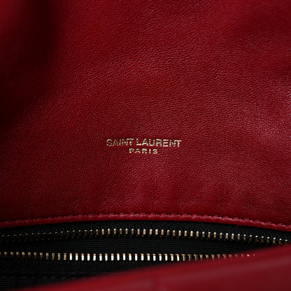 Saint Laurent Lambskin Quilted Small Loulou Puffer Monogram Chain Satchel Red 5 of 12