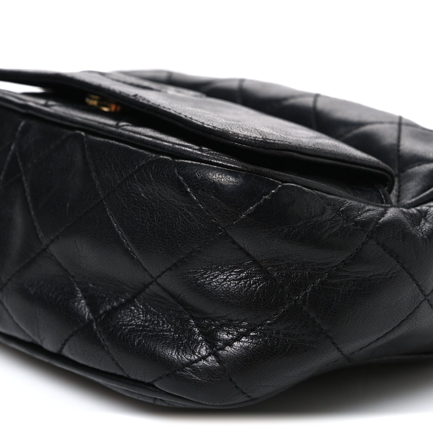 Lambskin Quilted Tassel Camera Case Black