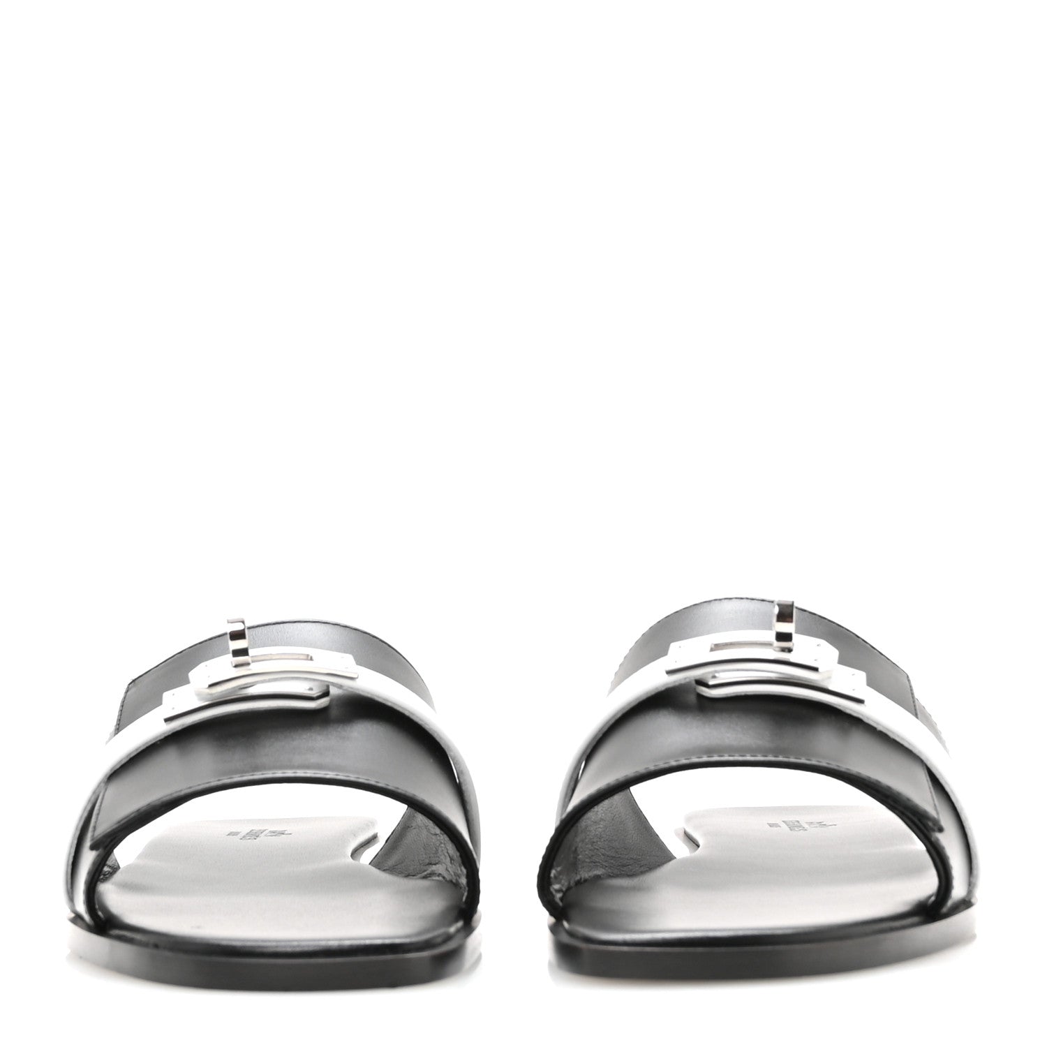 Hermes Calfskin Giulia Sandals 39 Black White 3 of 8