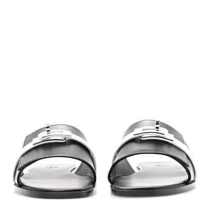 Hermes Calfskin Giulia Sandals 39 Black White 3 of 8