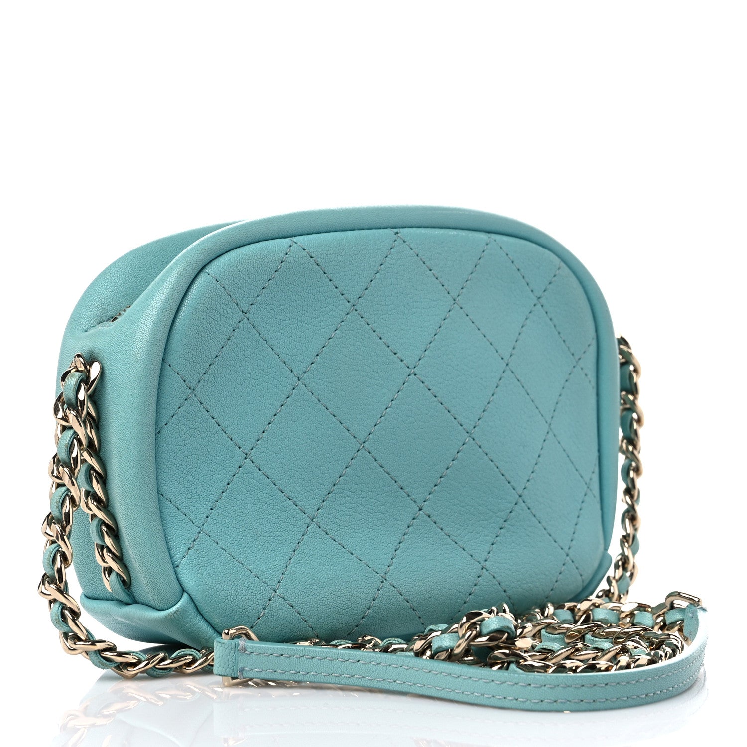 Chanel Goatskin Quilted Small Casual Trip Camera Case Light Blue 3 of 15