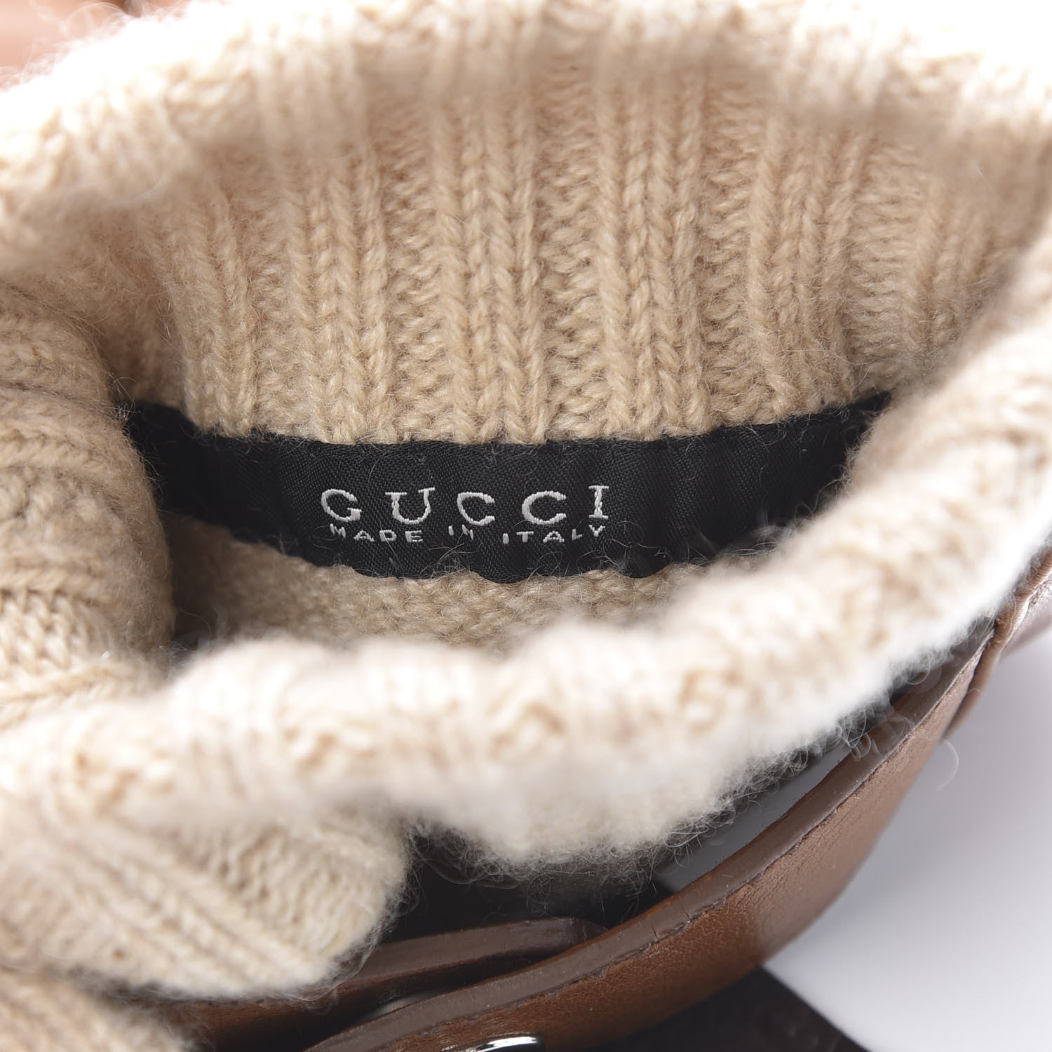 Gucci Nappa Cashmere Driving Gloves 9 Brown 3 of 4