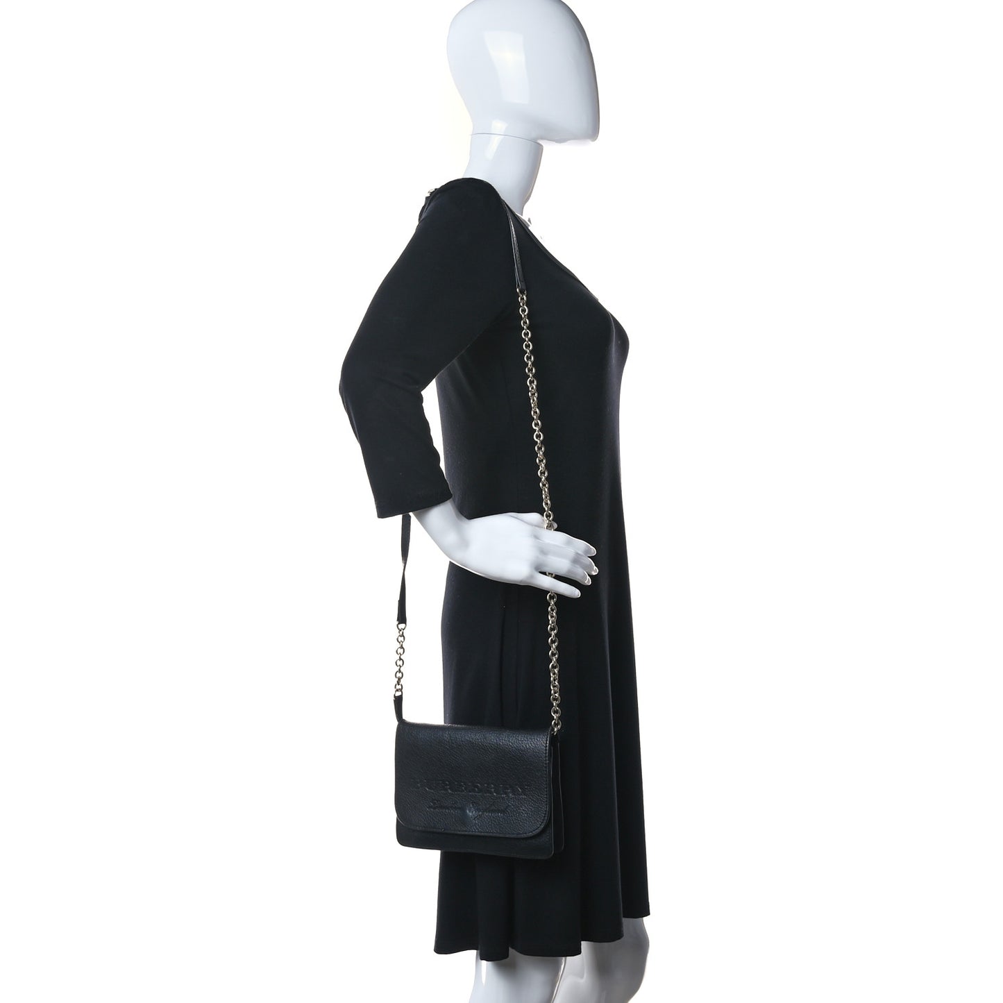 Soft Grain Embossed Hampshire Wallet on Chain Black