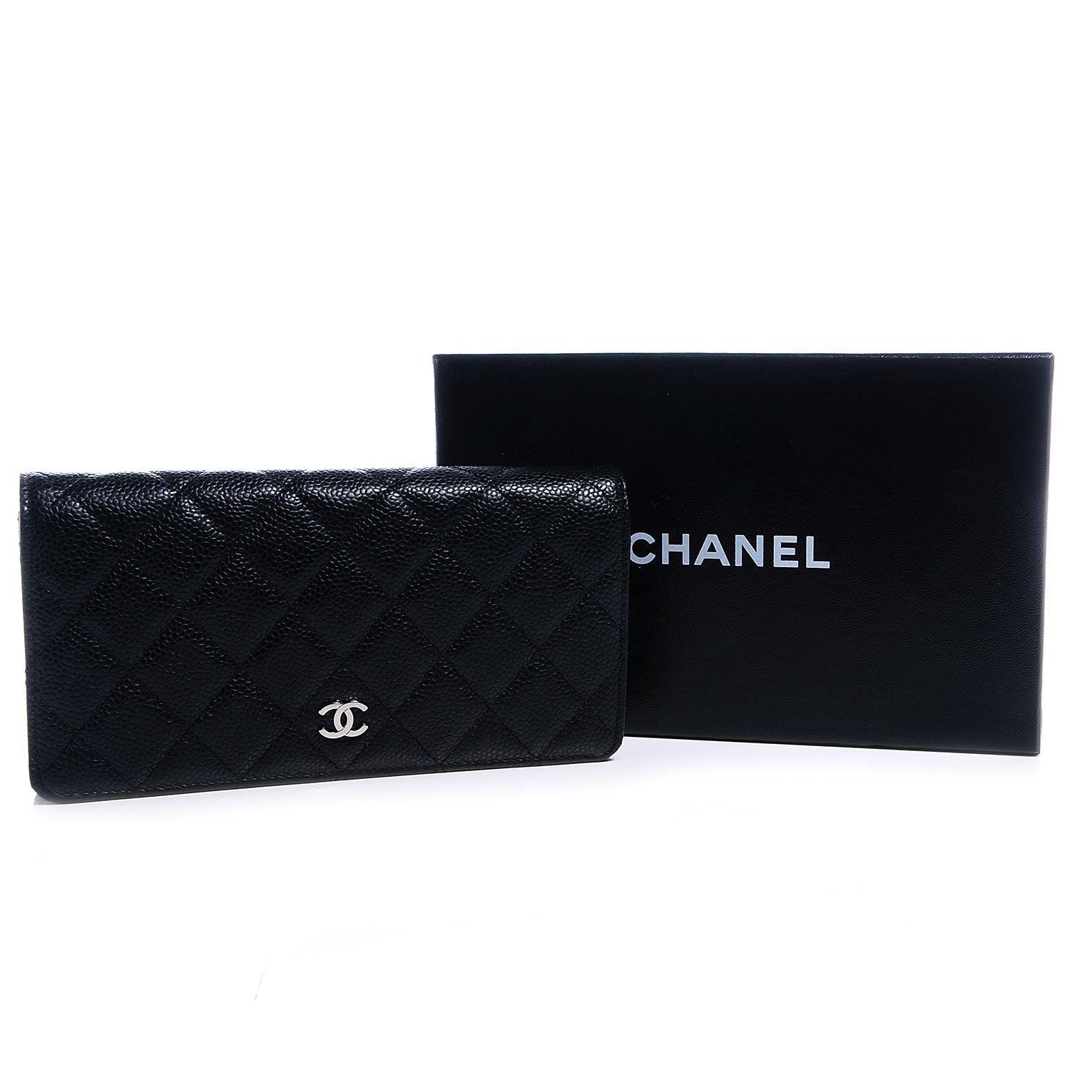 Chanel Caviar Quilted Yen Wallet Black 5 of 9