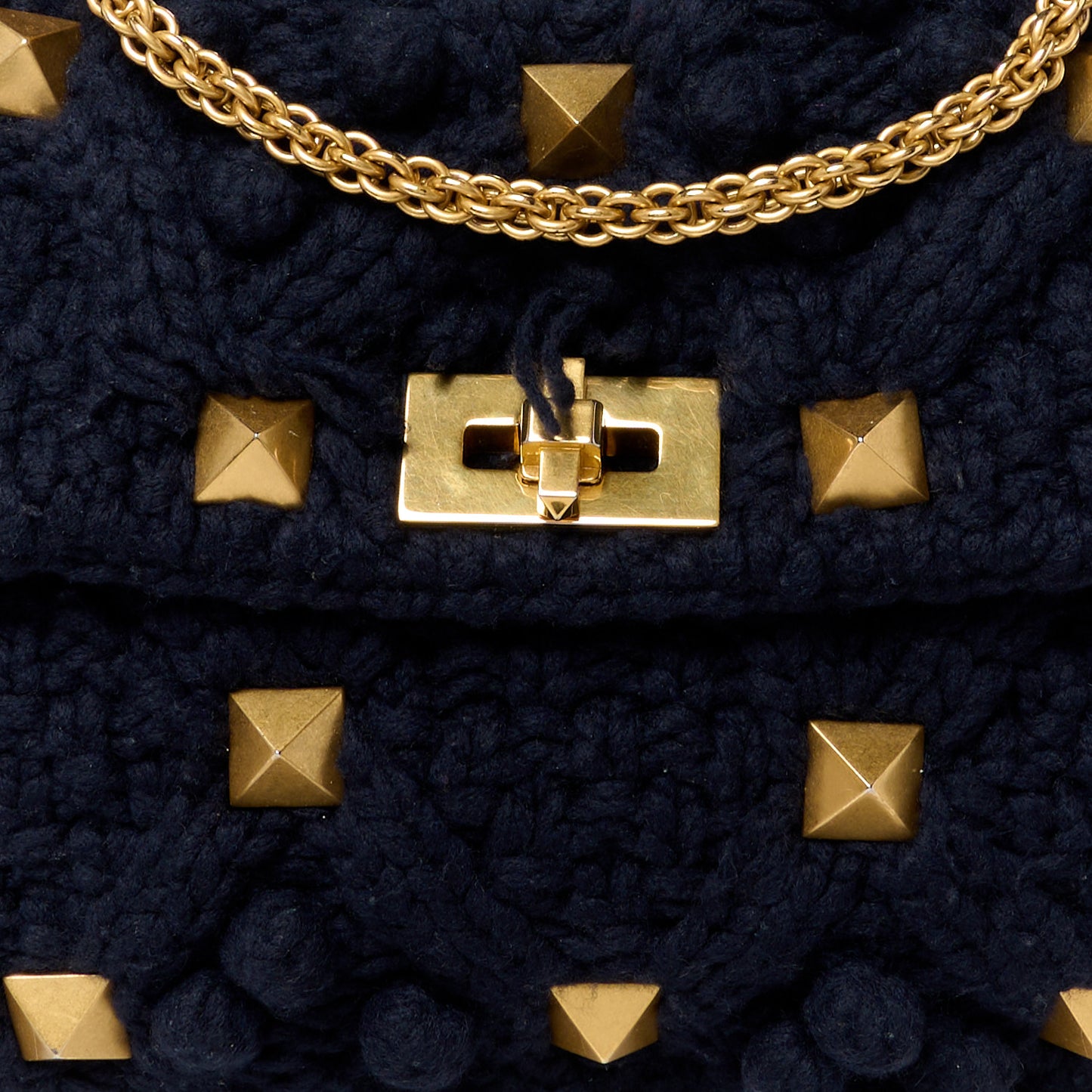 Cashmere Medium Roman Stud Shoulder Bag Marine