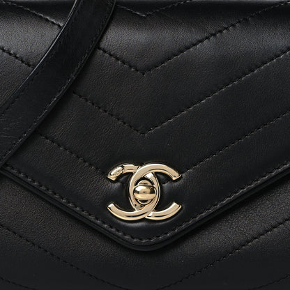 Chanel Calfskin Chevron Stitched Waist Belt Bag Black 7 of 10