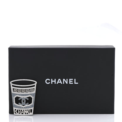 Chanel Crystal CC Greek Cup Brooch Silver Blue 5 of 5