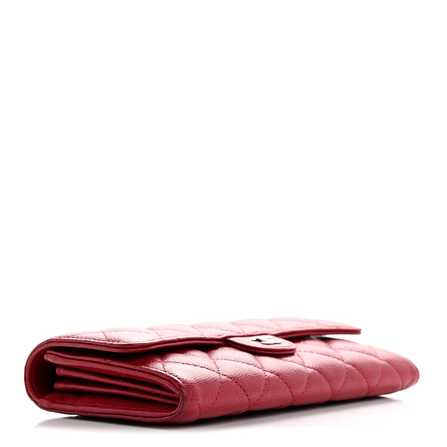 Chanel Caviar Quilted Large Gusset Flap Wallet Red 4 of 14