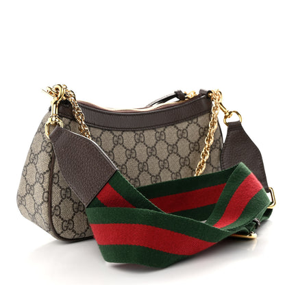 Gucci GG Supreme Monogram Textured Dollar Calfskin Web Small Ophidia GG Handbag Beige Ebony New Acero 3 of 12