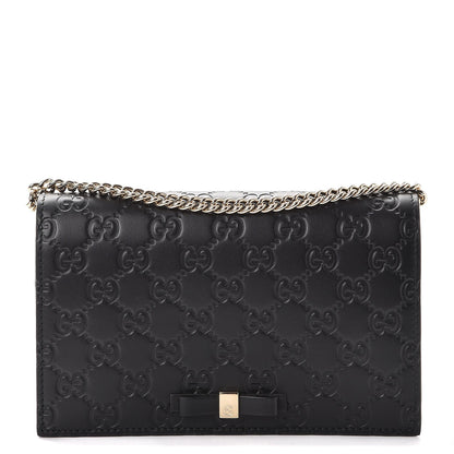 Gucci Guccissima Signature Bowy Chain Wallet Black 1 of 8