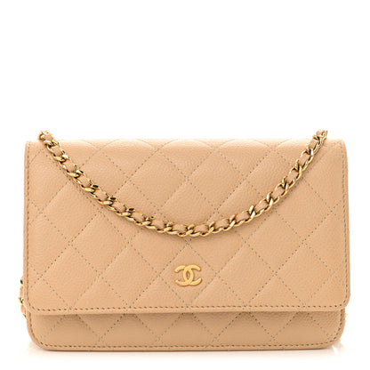 Chanel Caviar Quilted Wallet on Chain WOC Beige 1 of 12