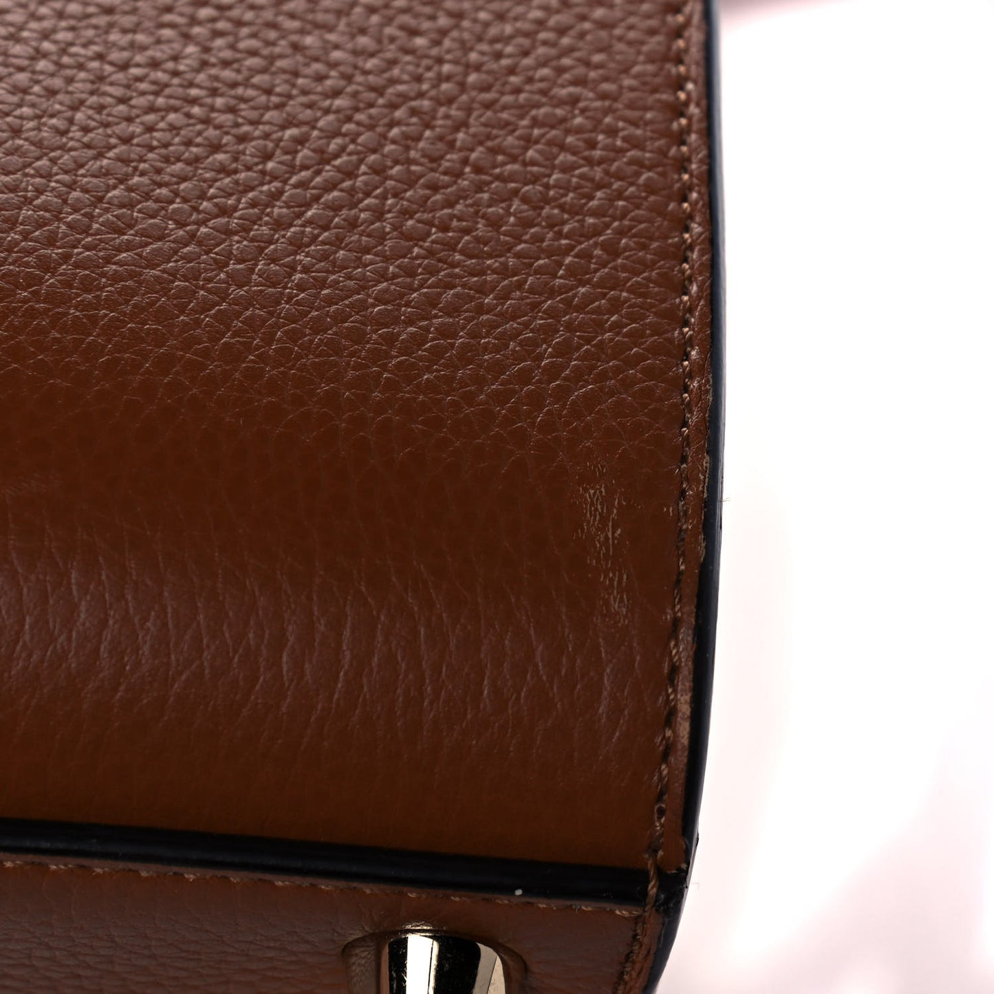 Calfskin Patent Studded Large Paloma Brown