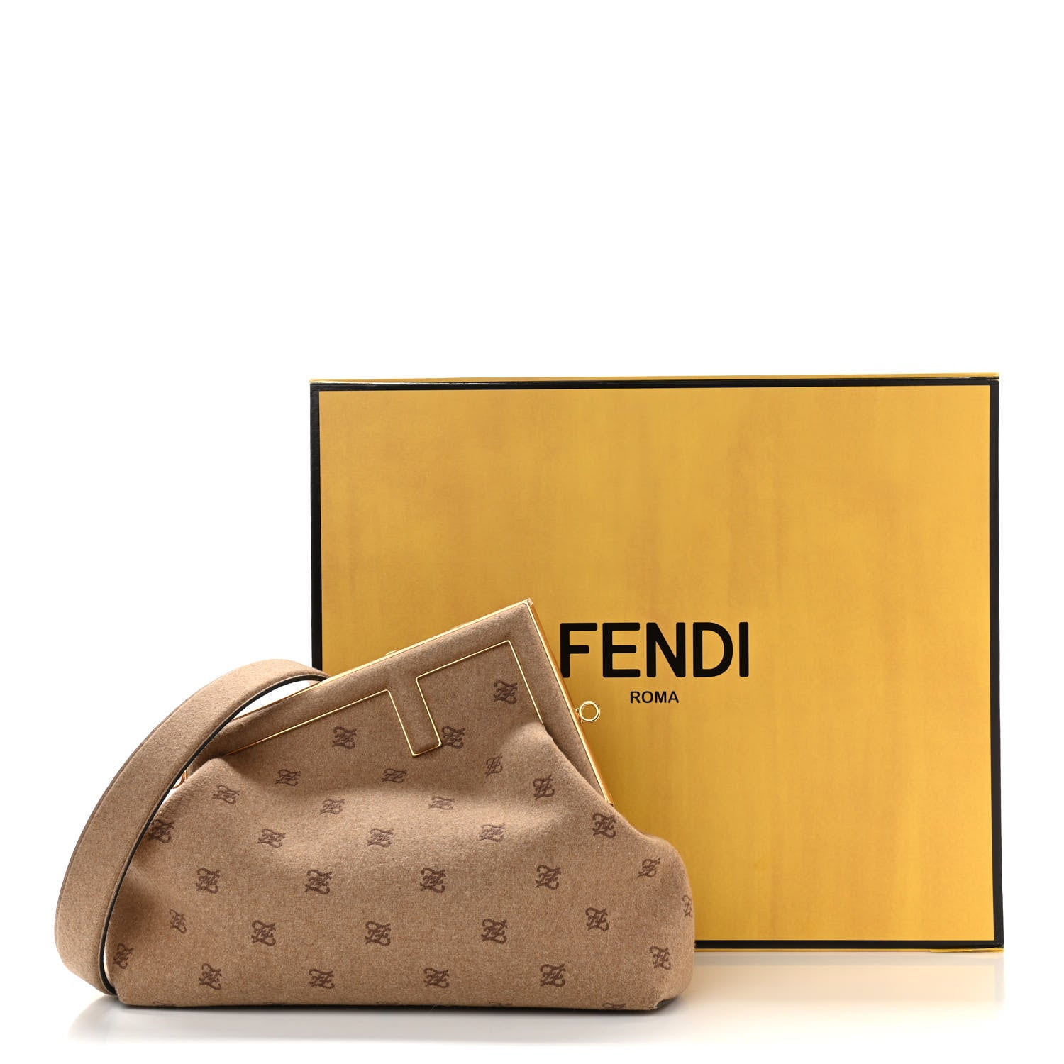 Fendi Flannel Karligraphy Embroidered Medium Fendi First Camel 12 of 12