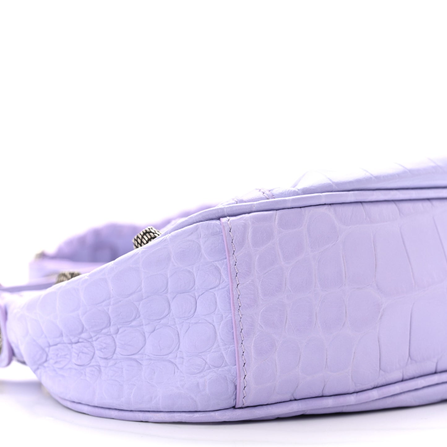 Extra Supple Calfskin Crocodile Embossed Le Cagole Shoulder Bag XS Lilac