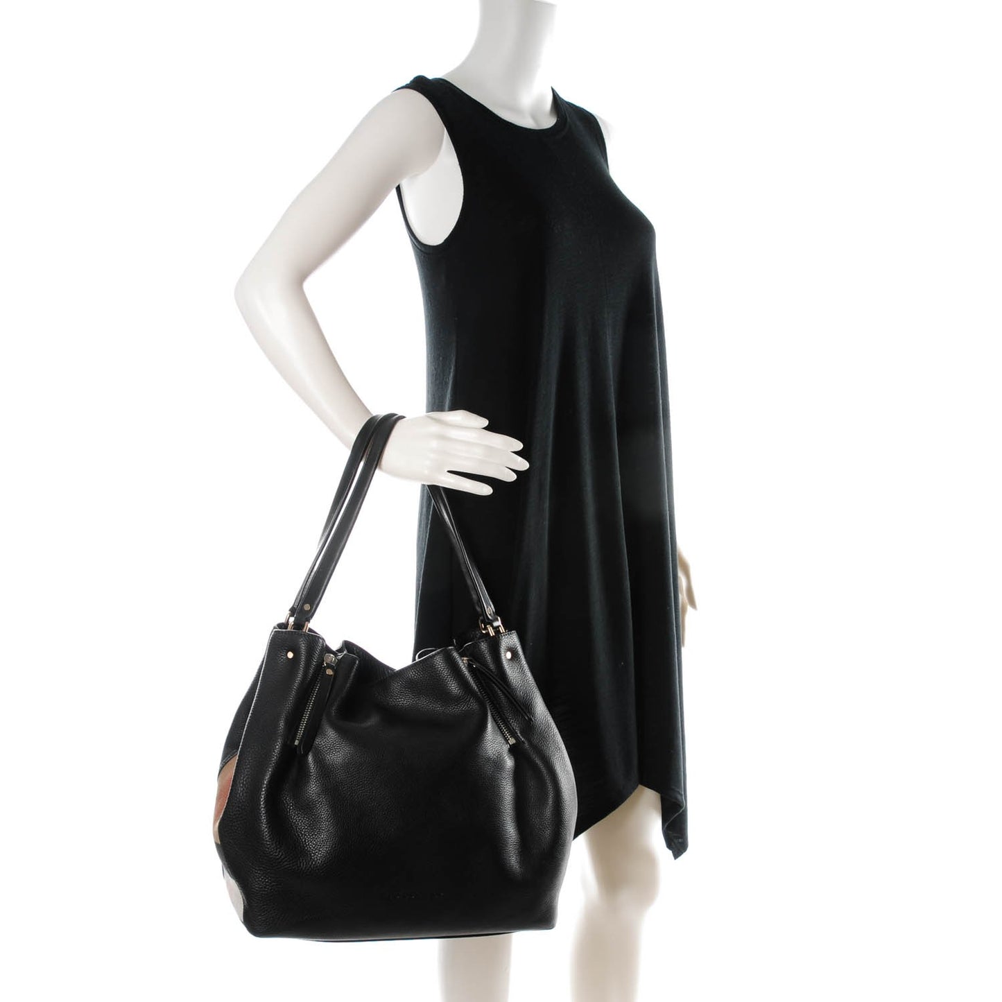 Grainy Calfskin House Check Medium Maidstone Black