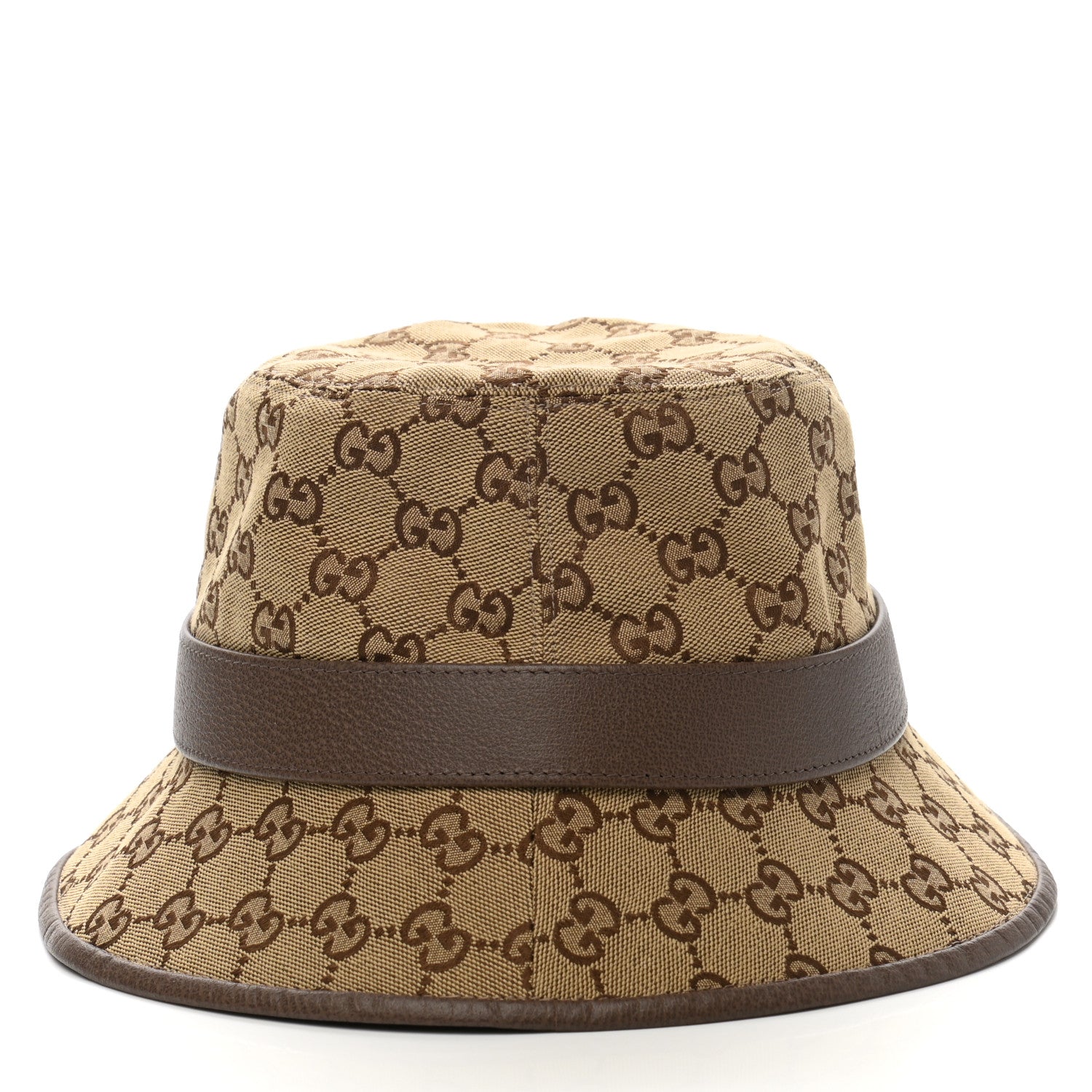 Gucci Monogram Textured Dollar Calfskin GG Jago Bucket Hat M Cacao Beige 5 of 9
