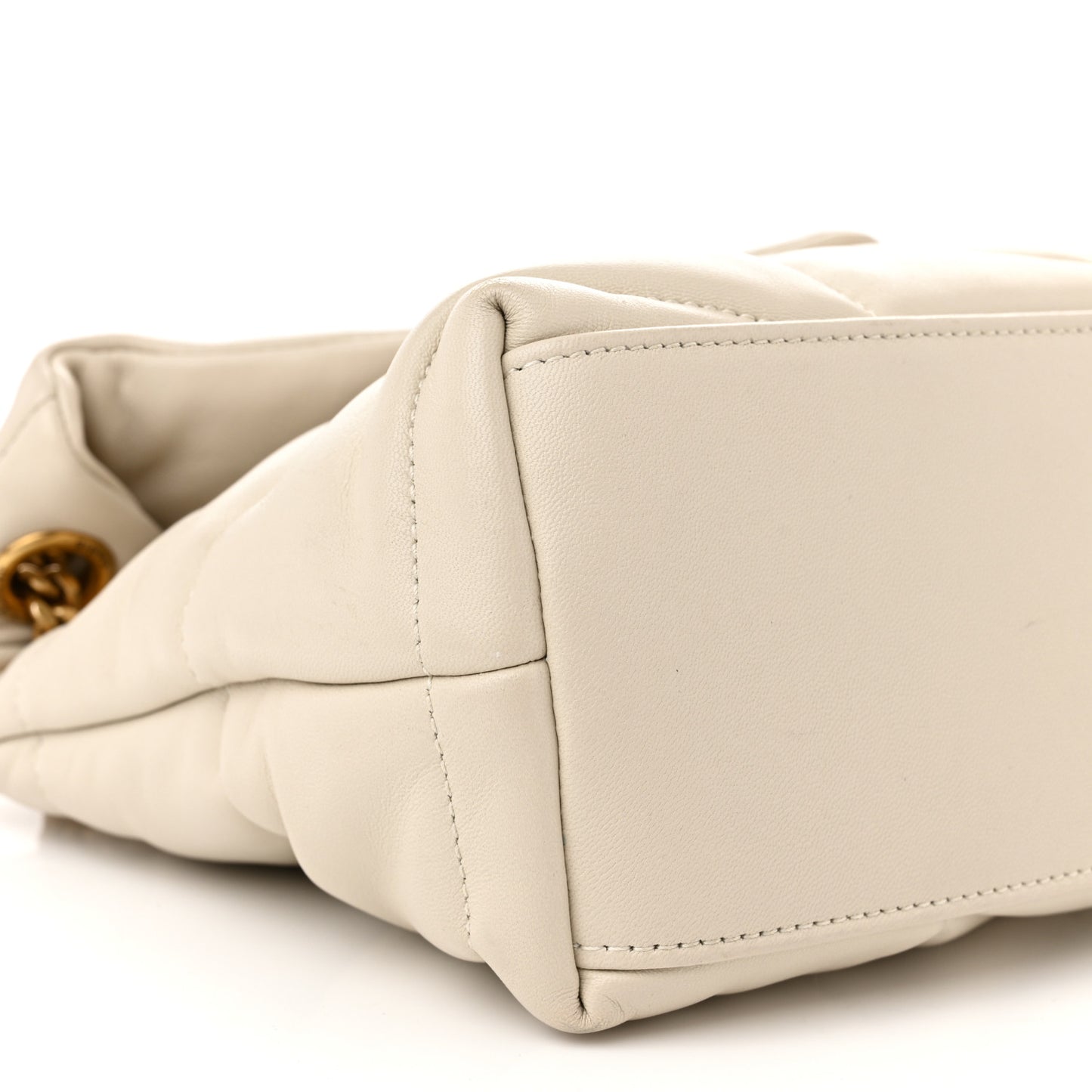 Lambskin Quilted Small Loulou Puffer Monogram Chain Satchel Crema Soft