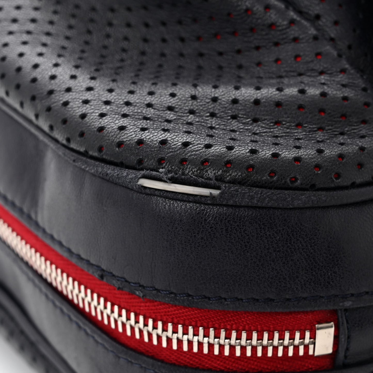 Lambskin Perforated Baseball Spirit Ligne Bag Navy