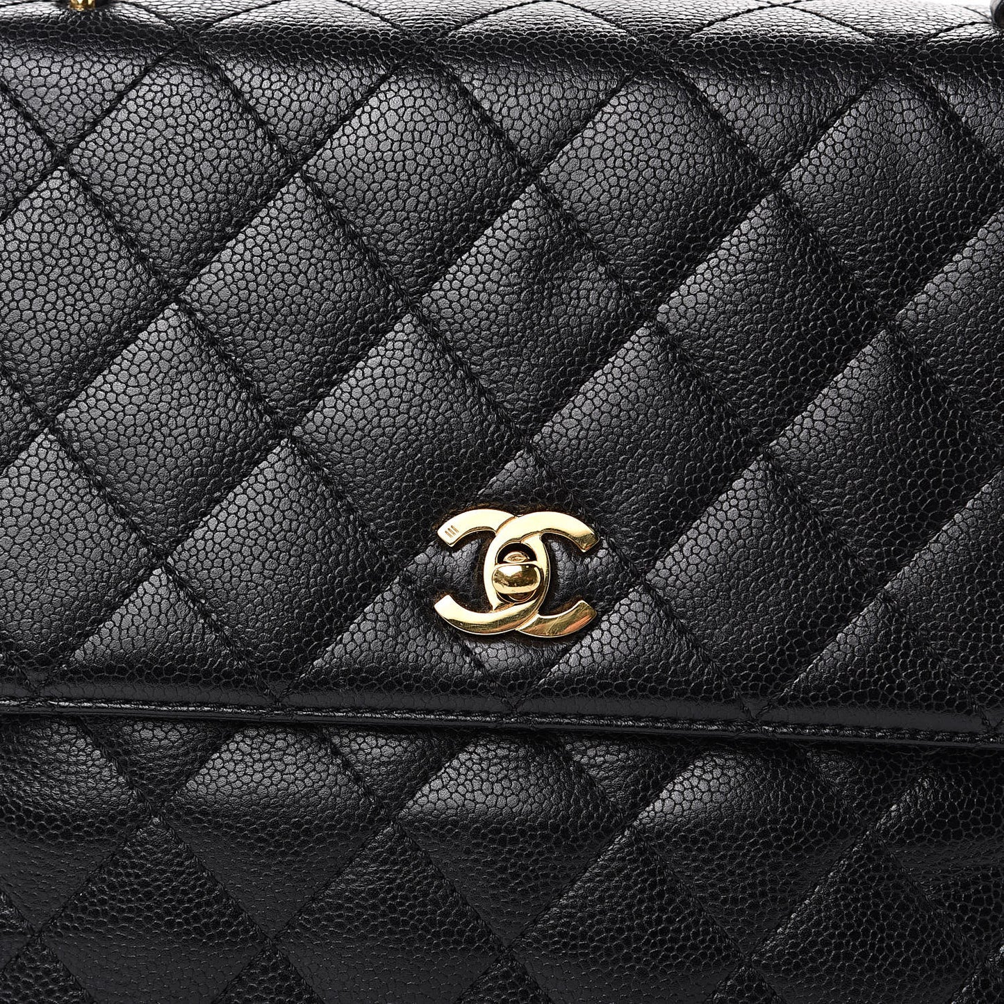 Caviar Quilted Jumbo Kelly Flap Black