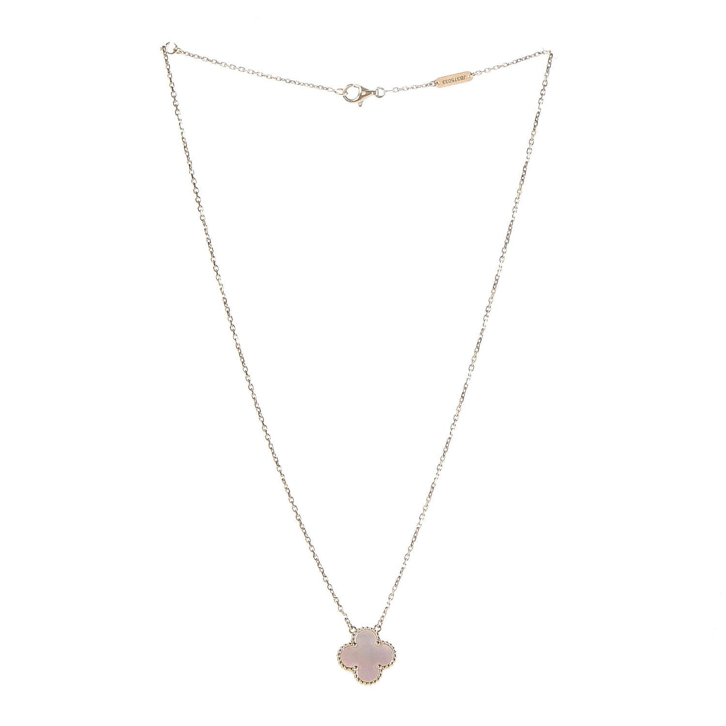 18K Yellow Gold Mother of Pearl Vintage Alhambra Pendant Necklace