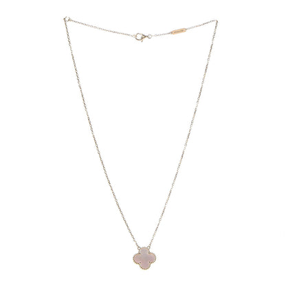 Van Cleef & Arpels 18K Yellow Gold Mother of Pearl Vintage Alhambra Pendant Necklace 3 of 6