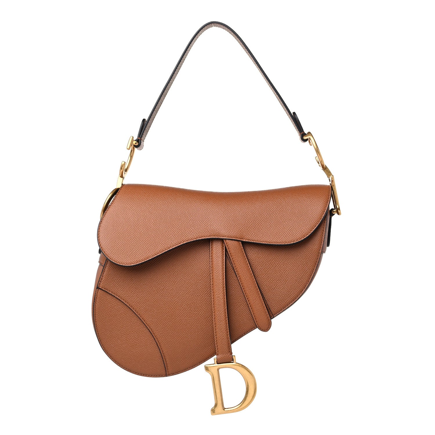 Christian Dior Grained Calfskin Saddle Bag Camello 1 of 8