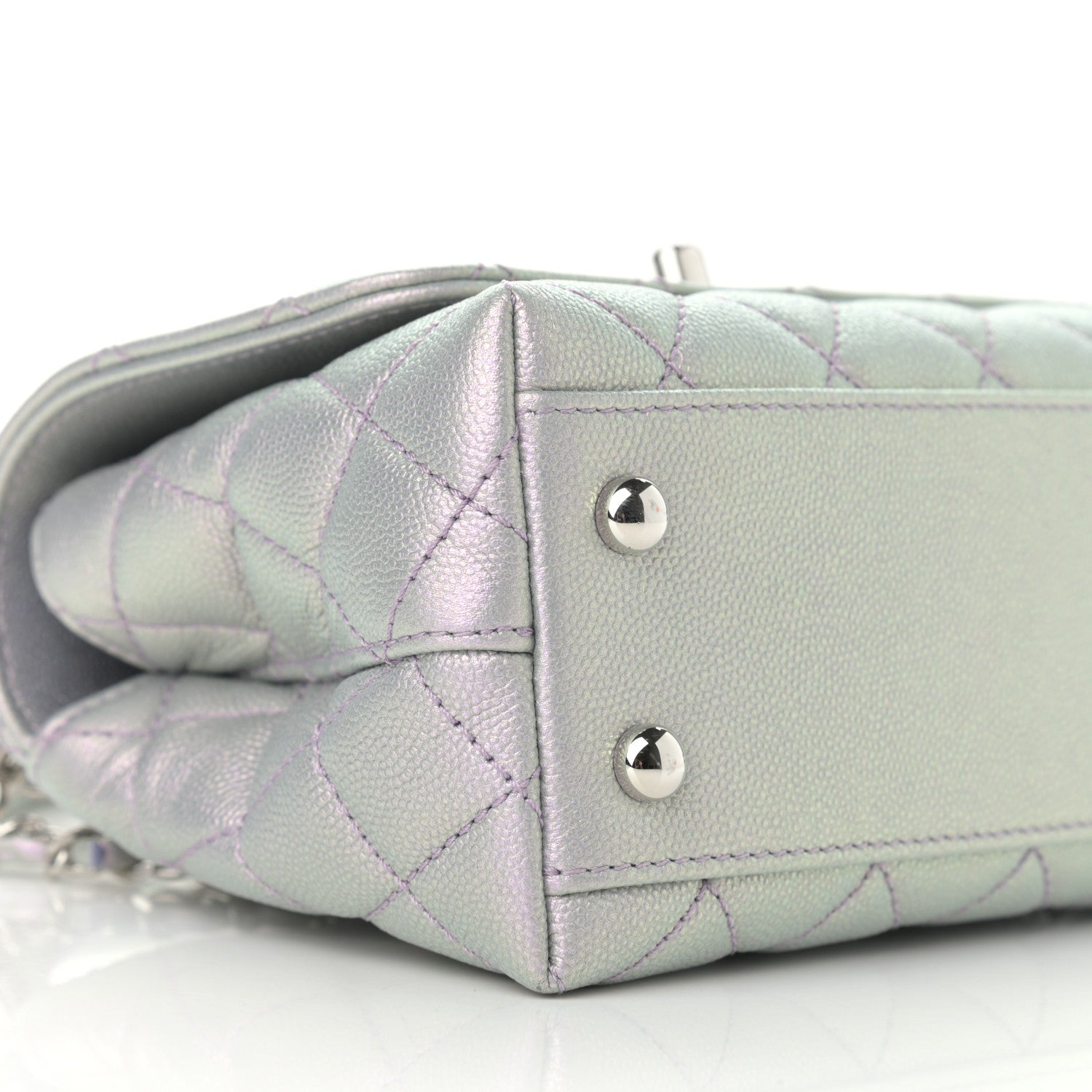 Chanel Iridescent Caviar Quilted Extra Mini Coco Handle Flap Purple 9 of 13
