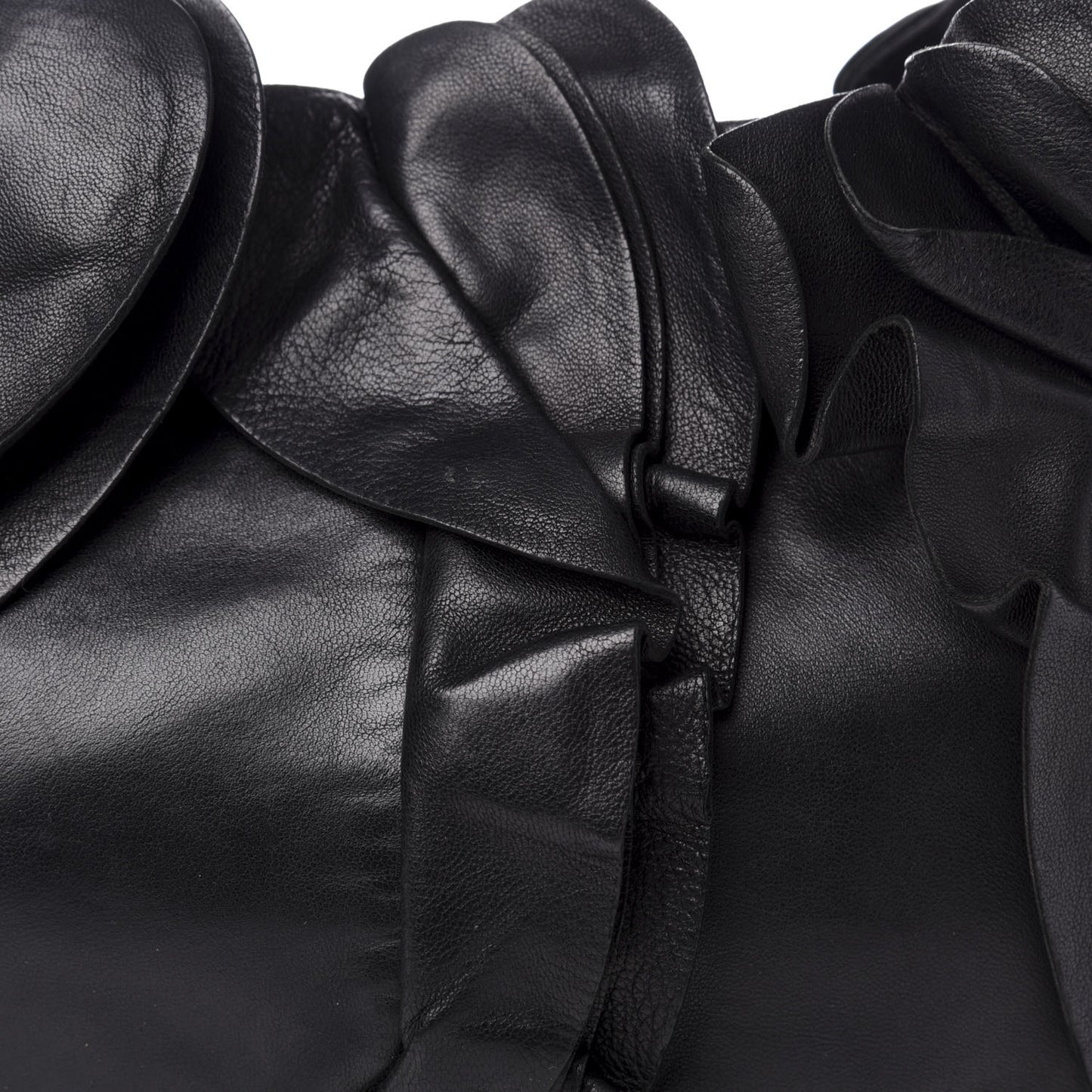 Nappa Mordore Ruffle Shoulder Bag Black