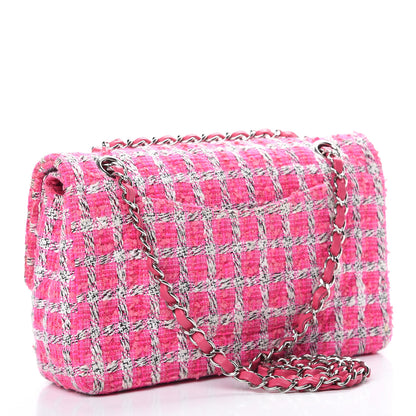 Chanel Tweed Quilted Medium Double Flap Hot Pink 2 of 9