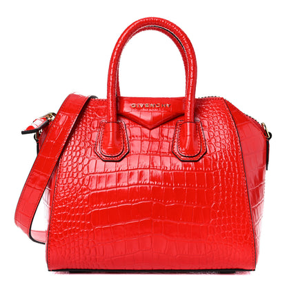 Givenchy Calfskin Crocodile Embossed Mini Antigona Red 1 of 9