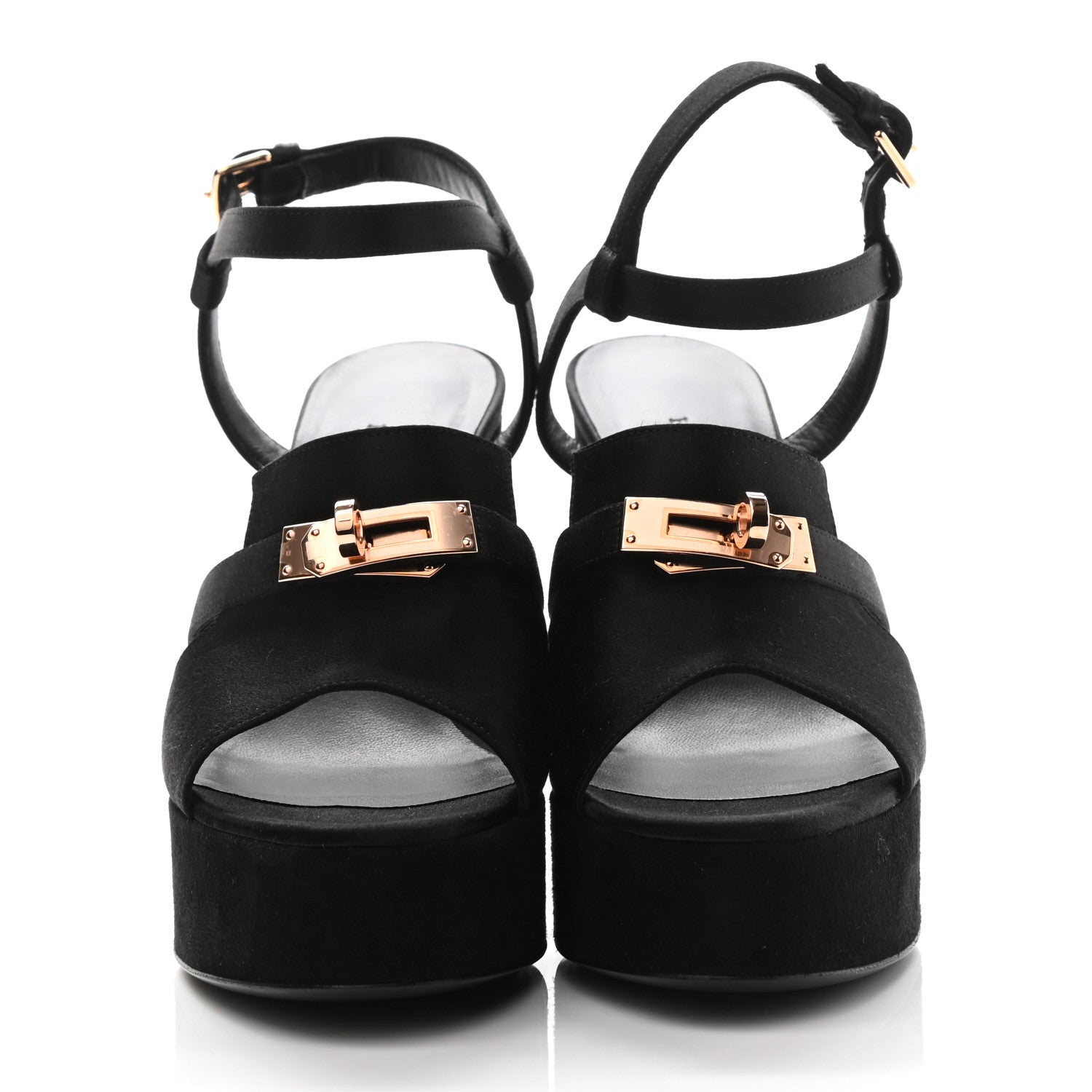 Hermes Suede Goatskin Satin Calas Sandals 36 Black 2 of 11