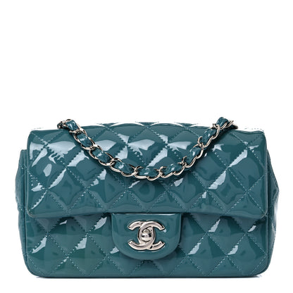 Chanel Patent Quilted Mini Rectangular Flap Turquoise 1 of 12