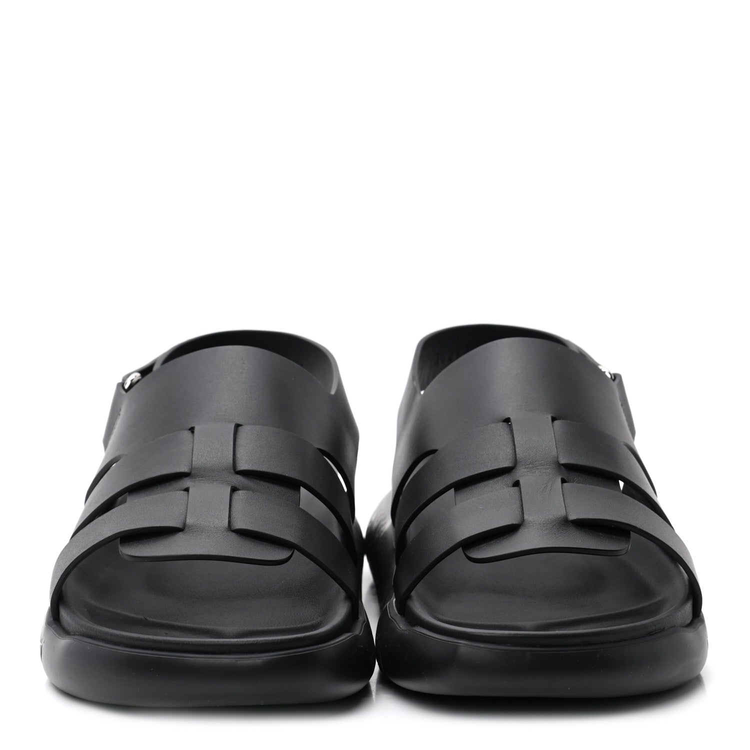 Hermes Calfskin Mens Doha Sandals 40 Black 2 of 7