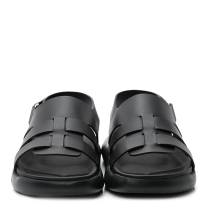 Hermes Calfskin Mens Doha Sandals 40 Black 2 of 7