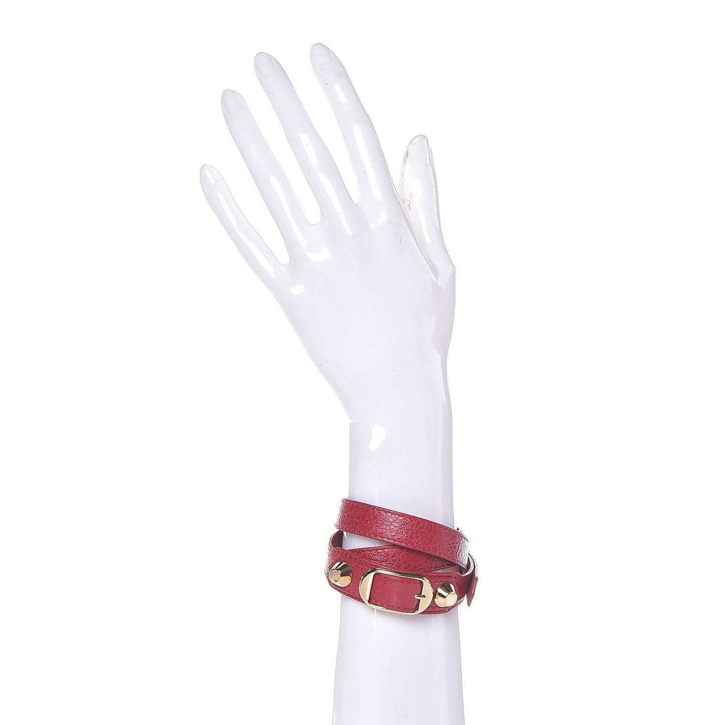 Agneau Classic Gold Hardware Triple Tour M Bracelet Rouge Sapphire