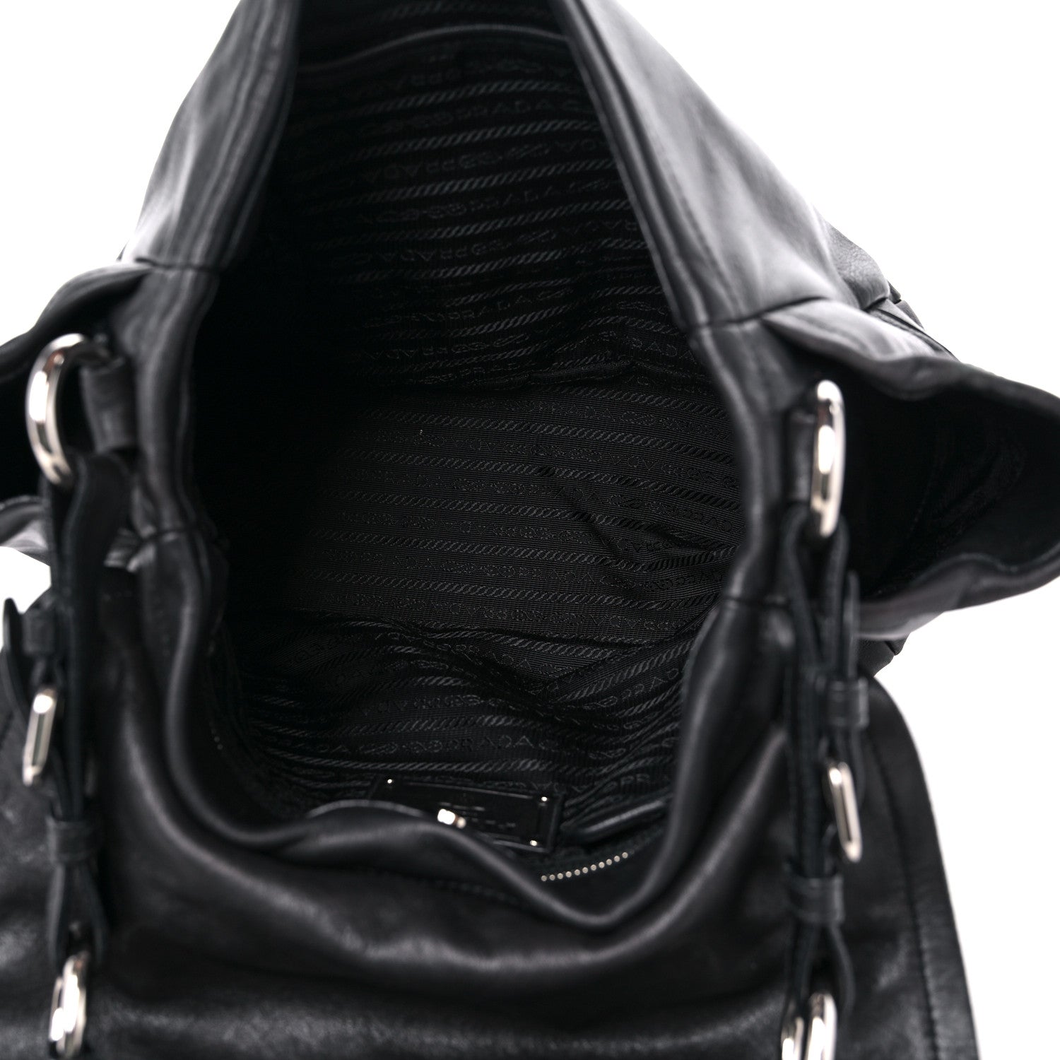 Prada Vitello Daino Flap Shoulder Bag Black 5 of 19