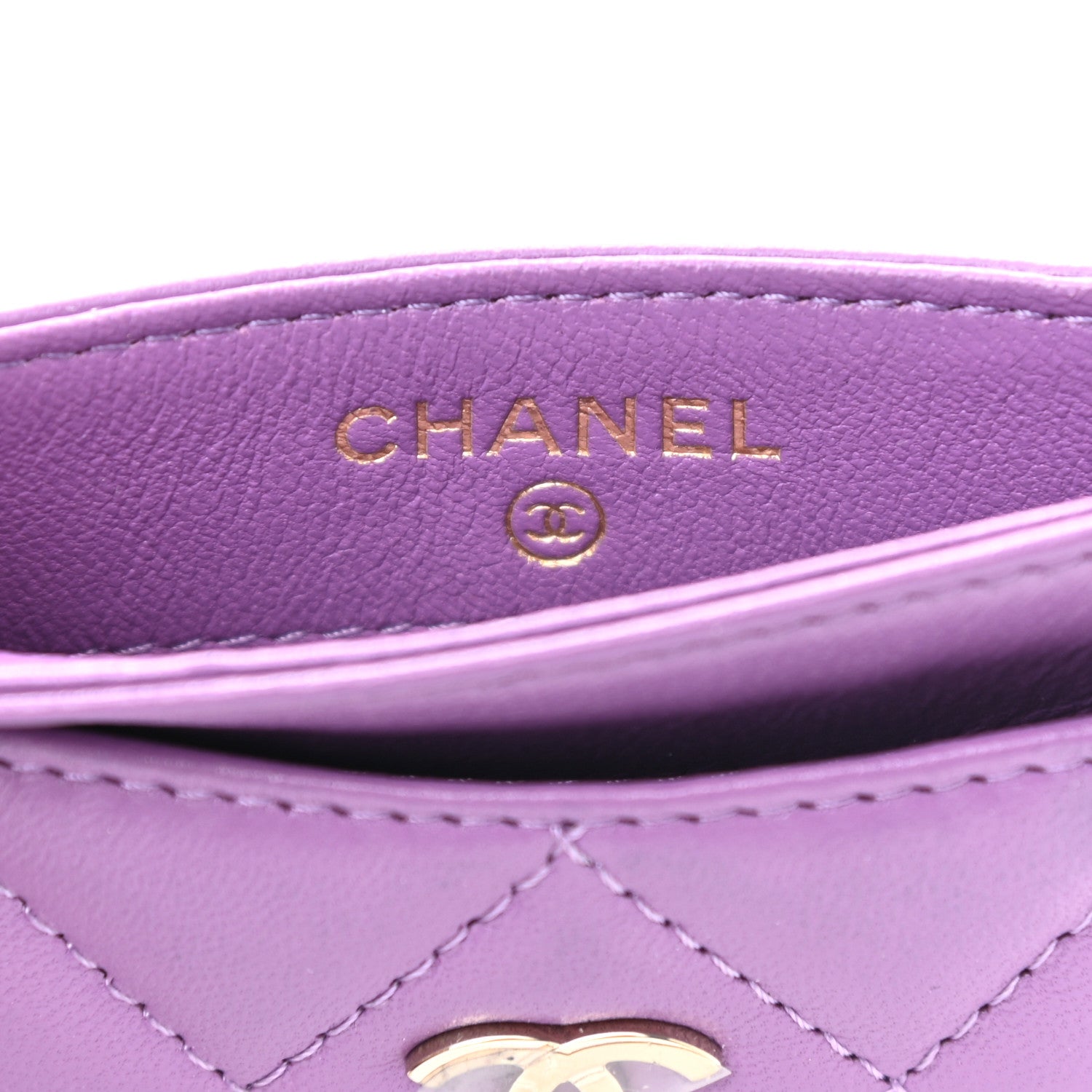 Chanel Lambskin Quilted Card Holder Purple 6 of 8