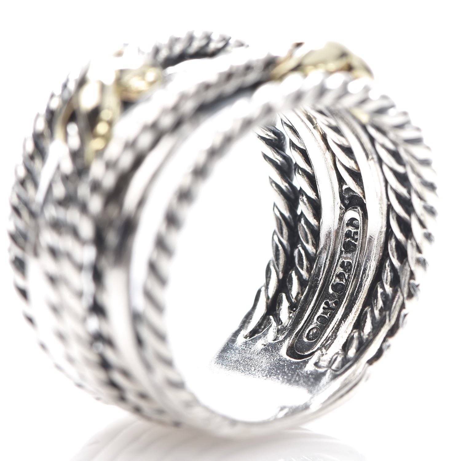 David Yurman Sterling Silver 18K Yellow Gold Double X Crossover Ring 52 6 4 of 4