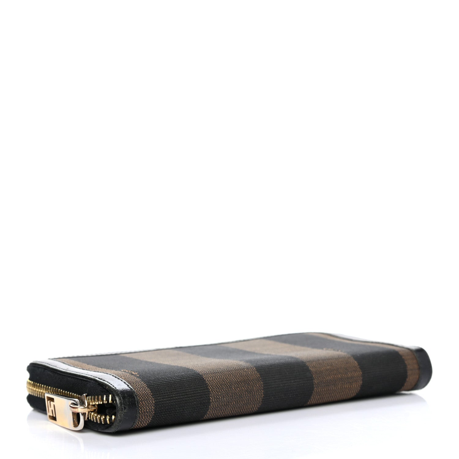 Fendi Pequin Cuoio Vegetale Zip Around Wallet Tobacco Black 4 of 8