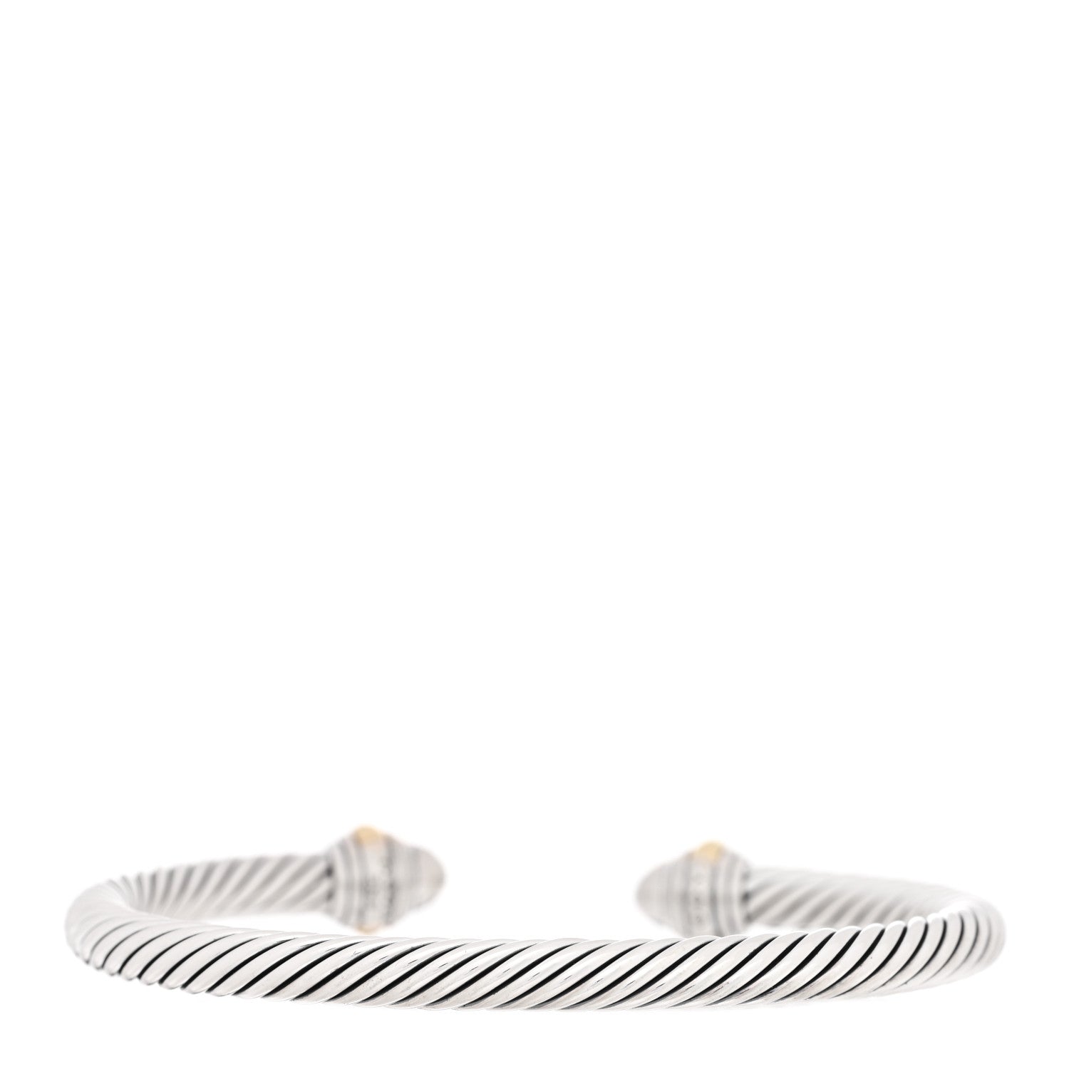 David Yurman Sterling Silver 14K Yellow Gold Diamond 5mm Cable Classics Pave Domes Bracelet 2 of 3